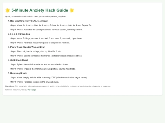 stressbustingdashboard/5minuteanxietyhack screenshot