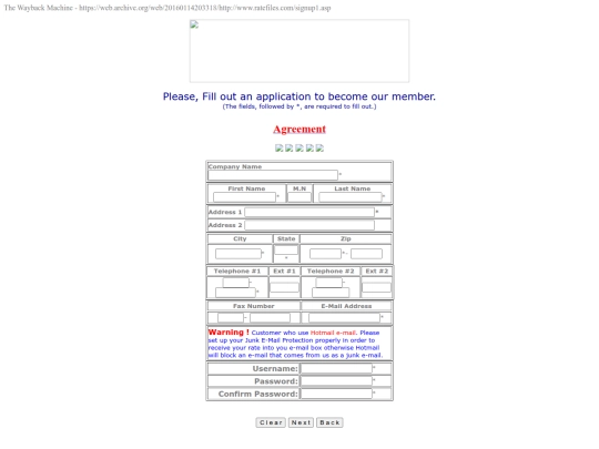 ratefiles/signup1 screenshot