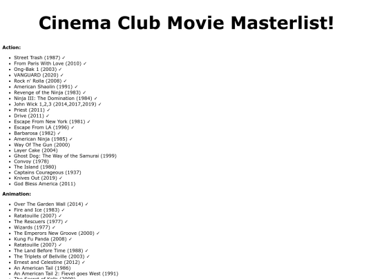 list screenshot