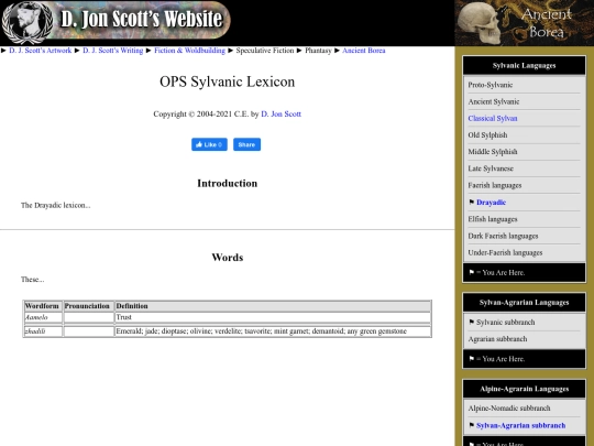 sylvanic-languages/ops/lexicon screenshot