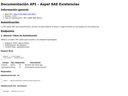 DocAPIExistencias screenshot