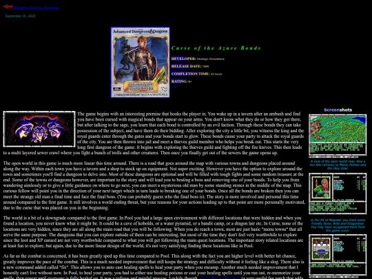 RPG Reviews/CurseofAzureBonds screenshot