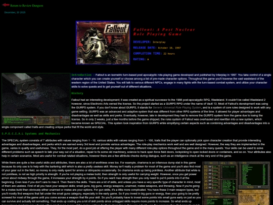 RPG Reviews/Fallout screenshot