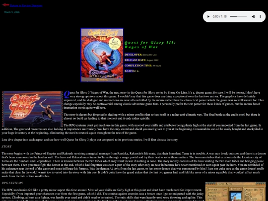 RPG Reviews/QuestForGlory3 screenshot