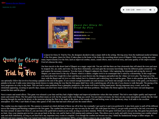 RPG Reviews/QuestforGlory2 screenshot