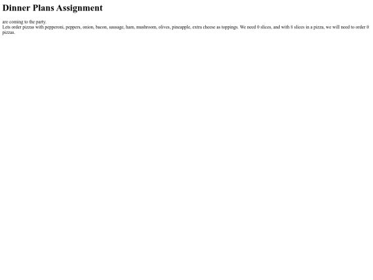 DinnerPlansAssignment screenshot