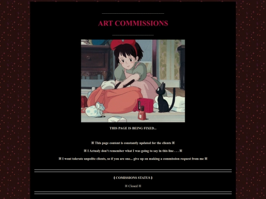 COMMISSIONSinfopage screenshot