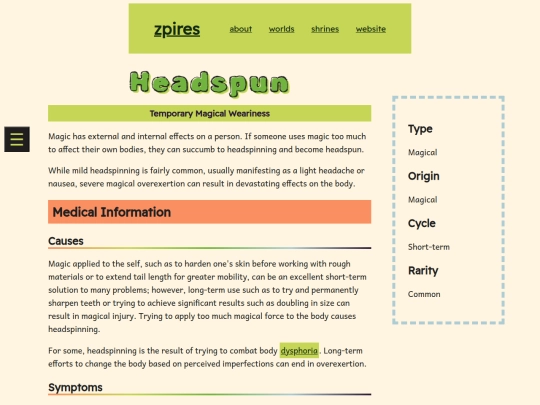 worlds/universes/mutania/encyclopedia/science-medicine/conditions/headspun screenshot