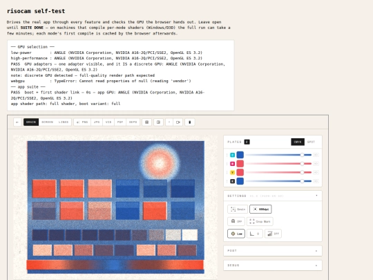risocam/selftest screenshot