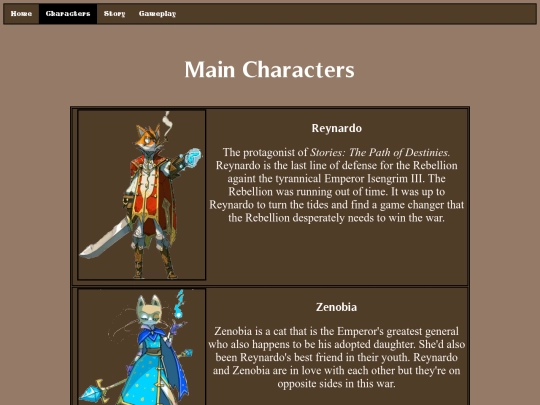 Characters screenshot