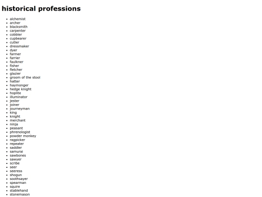 People/Professions/historicalprofessions screenshot
