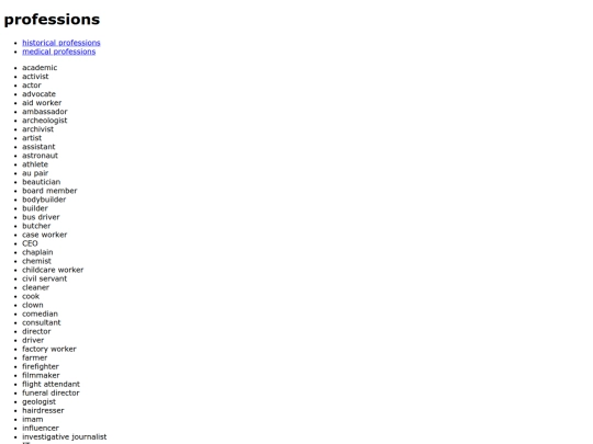 People/professions screenshot
