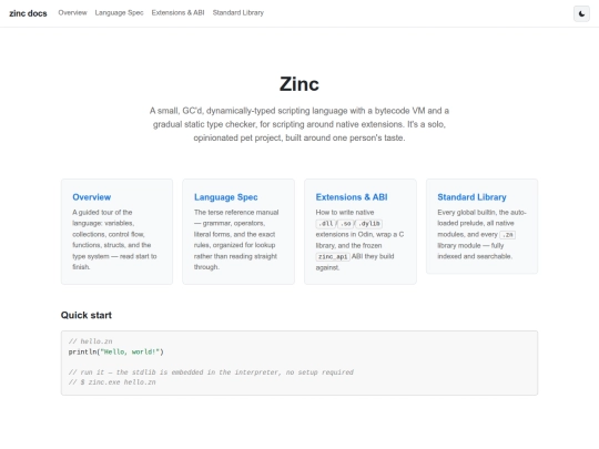 zinc screenshot
