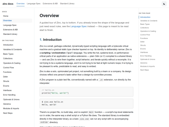 zinc/overview screenshot
