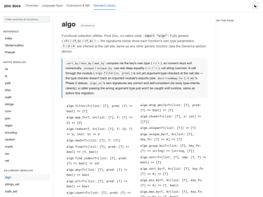 zinc/stdlib/algo screenshot