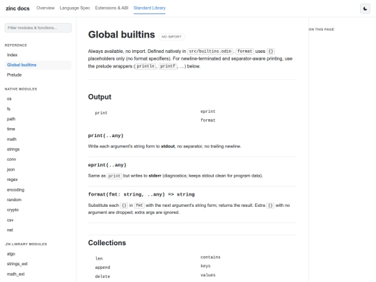 zinc/stdlib/builtins screenshot
