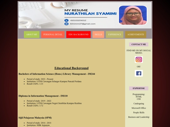 Educational Background screenshot