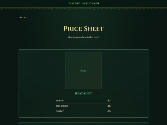 price-sheet screenshot