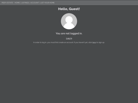 peep-estate/account screenshot