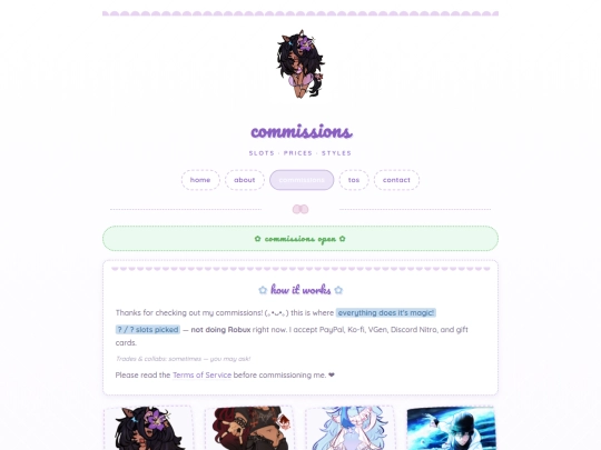 commissions screenshot