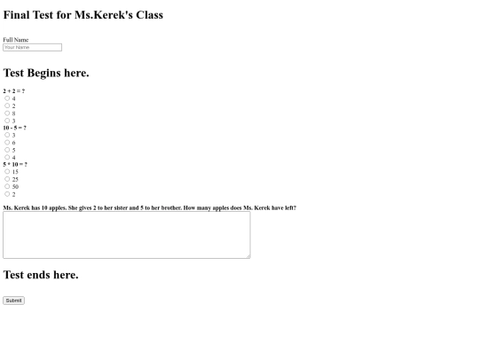 Mathtest screenshot