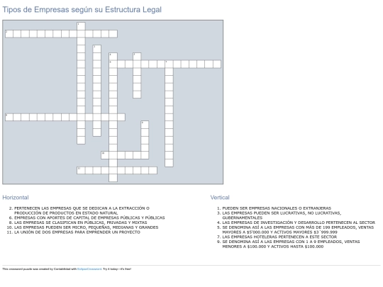 Crucigrama_Empresas_Estructura_Legal screenshot