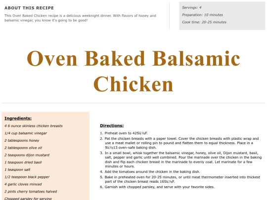 Main Course Recipes/baked balsamic chicken screenshot