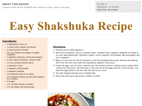 Main Course Recipes/easy shakshuka screenshot