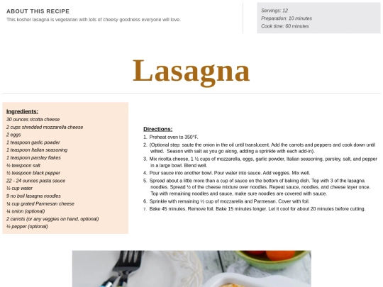 Main Course Recipes/lasagna screenshot
