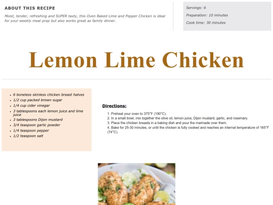 Main Course Recipes/lemon lime chicken screenshot