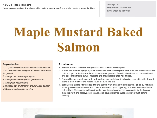 Main Course Recipes/maple mustard baked salmon screenshot