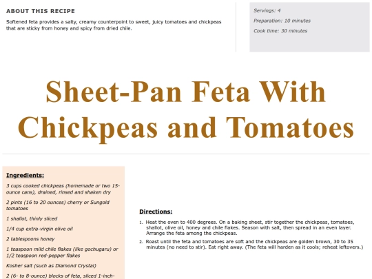 Main Course Recipes/sheet pan feta and cherry tomatoes screenshot