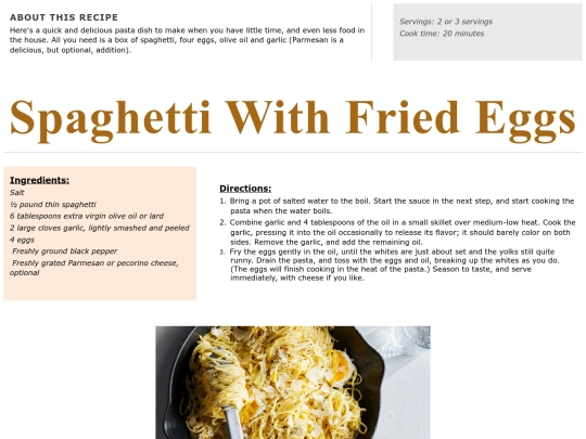 Main Course Recipes/spaghetti with fried eggs screenshot