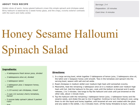 Salads/halloumi salad screenshot
