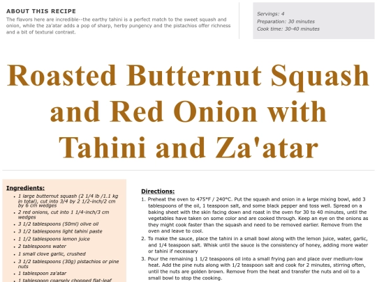 Side Dish Recipes/roasted butternut squash with tahini screenshot