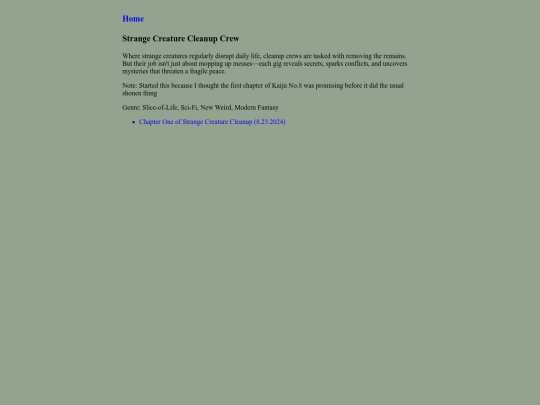 writing/StrangeCreatureCleanupCrew/synopsis screenshot