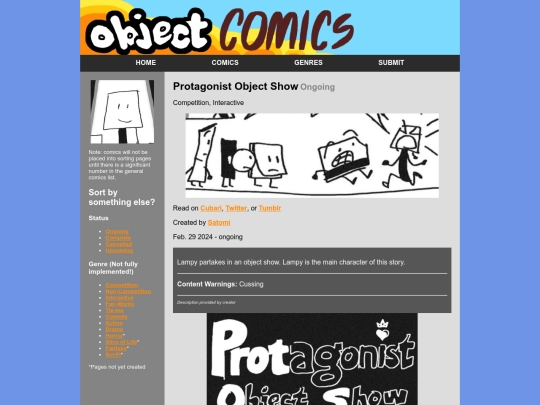 comics/protagonist-object-show screenshot