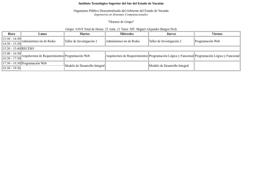Horario de Clases screenshot
