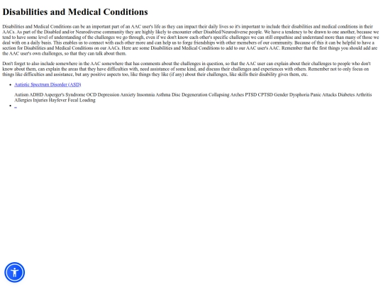 Disabilities and Medical Conditions/DisabilitiesandMedicalConditions screenshot