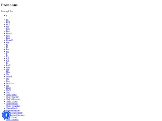 Pronouns screenshot