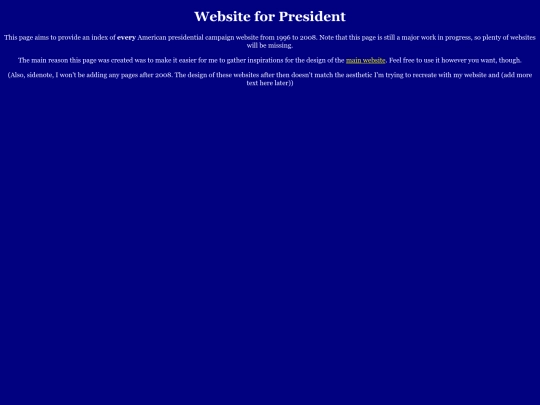 websiteforpresident screenshot