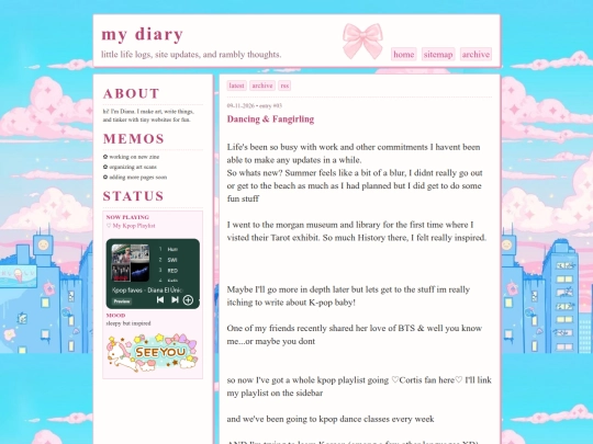 Blog/Diary screenshot