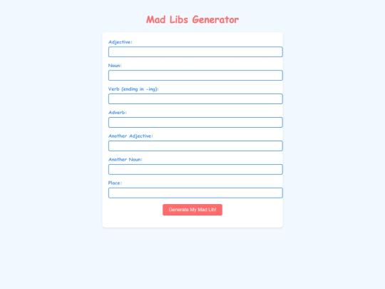 madlibs screenshot