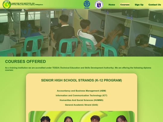 courses screenshot