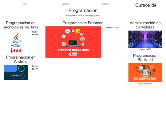 Cursos/menu screenshot