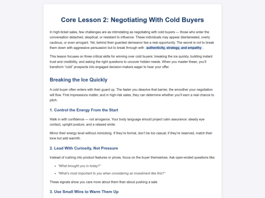 Sharkcourse /bonus/2.NegotiatingWithColdBuyers screenshot