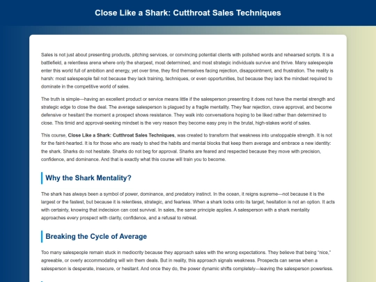 Sharkcourse /introductions screenshot