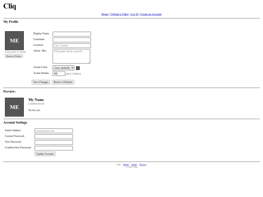 MYSTUPIDWEBSITE.COM/cliq/profile screenshot