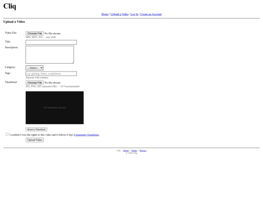 MYSTUPIDWEBSITE.COM/cliq/upload screenshot