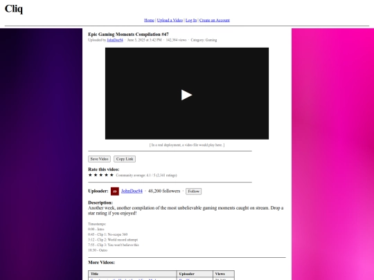 MYSTUPIDWEBSITE.COM/cliq/watch screenshot